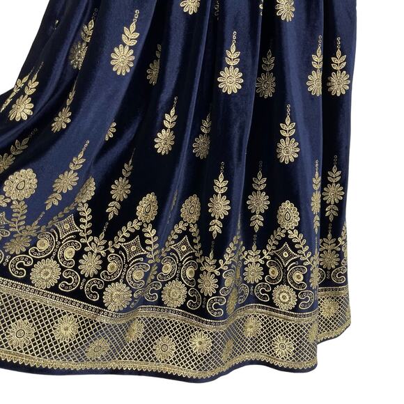 Lularoe Small Elegant Amelia Navy Gold Flowers Holiday Dress Sz S Christmas - Picture 6 of 16